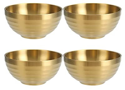 maiwalk Reisschale Suppenschüssel Bowl Schüssel SchüSsel Doppel Schicht Anti-VerbrüHungs Geschirr Snackschale Dessertschale für Salat, Obst, Müsli, Nudeln 6er Set (Gold, 14cm)