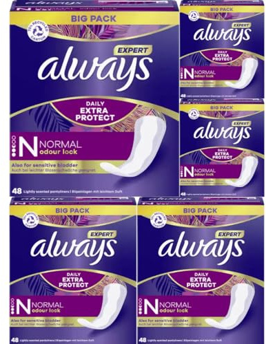 Daily Expert Protect Slipeinlagen Normal mit Duft Big Pack Binden Pads Damenbinden 48 STÜCK x 5 Packungen