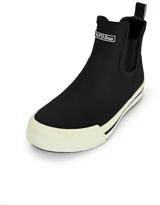 MADSea Unisex Gummistiefelette Short Story | Regenstiefel Gummistiefel Gartenschuhe Wasserdicht Segelstiefel | Kurzer Schaft Rutschfest, schwarz/weiß, 38 EU