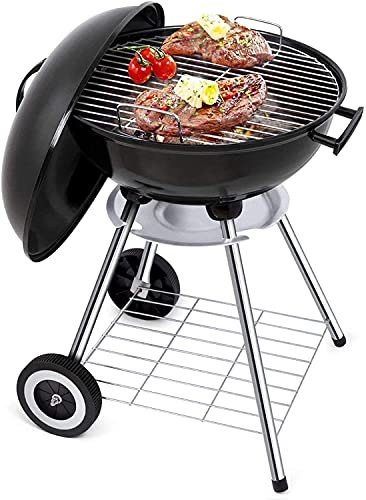 Tragbarer Holzkohlegrill zum Grillen im Freien – Barbecue-Grill und Smoker für Picknick im Freien, Terrasse, Garten und Camping – 18 Zoll