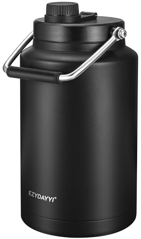 EZYDAYYI 3,5 Liter Wasserflasche, isoliert, 3,5 l Wasserkrug, groß, 3,6 l mit Griff, dreiwandig, Metall, Sport-Wasserflasche, BPA-frei, 3,5 l