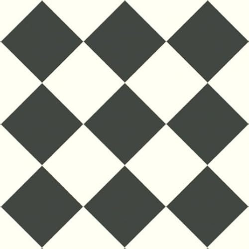 Sol Vinyle Effet Damier Diagonal Noir et Blanc - 2m x 2m