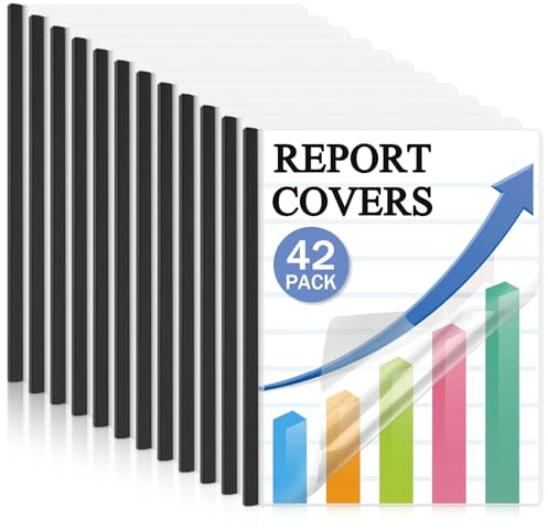 Dynta Report Covers 42 Pack Presentation Folders for Letter Size 70 Sheet Capacity, 5.5 Mil Report Covers with Sliding bar Black, Resume Folder Clear Folder for File Resume Documents