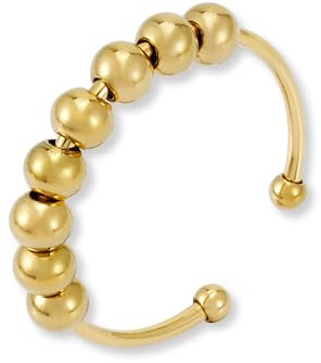 GD GOOD.designs Anxiety Ring mit beweglichen Perlen - Wasserfester Anti Stress Ringe in 18K Gold | Größenverstellbare Fidget Rings