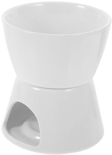 Amosfun Ceramic Fondue Pot Set with Candle Chocolate and Cheese Warmer for Home Cooking Includes 2 Forks Random Color Accessories