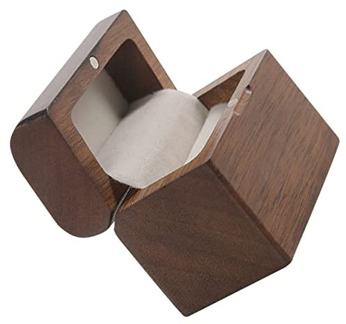PACKOVE Kasten schmuckschatulle aus holz Hochzeit dekorativer Fall Halter für Eheringe Ringhalter für schmuckkästchen weihnachtsgeschenke Reiseringhalter Reise- -Etui hölzern
