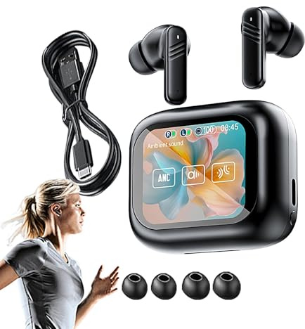 Cuffie senza fili | Cuffie senza fili per giocatore | Cuffie wireless con controllo touch a schermo a colori, auricolari sportivi in-ear per giochi, TV, telefono e computer por