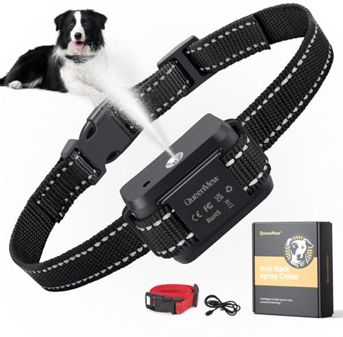 Bubbacare Collar Antiladridos, antiladridos para Perros, Dispositivo antiladridos, Collar Automático de Spray Anti-ladridos Recargables y Seguros Sensibilidad y Volumen Ajustables