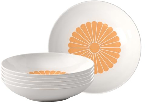 Villeroy & Boch Fleur soleil Lot de 6 bols à pâtes, 24 cm, pour pâtes, pâtes, bols et salades, assiettes creuses, assiettes plates, passent au lave-vaisselle et au micro-ondes, porcelaine de qualité