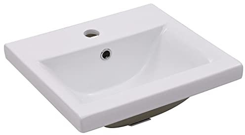 Lavabo da incasso, 42 x 39 x 18 cm, in ceramica, colore bianco, durevole e facile da pulire, per bagno e cucina, ideale per piccoli spazi