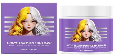 Mascarilla capilar morada antiamarilleo, acondicionador hidratante morado, mascarilla capilar de colágeno, elimina los tonos amarillos y acondiciona el cabello seco y dañado (1PC)