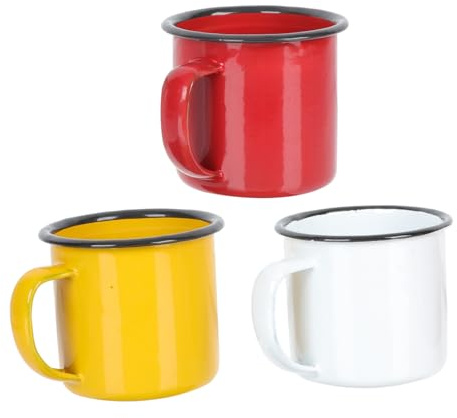 Healifty Tasse Émaillée Rétro 6cm, Lot de 3 Pièces, Style Vintage | Colorée et Épaisse, Format Compact pour Boisson Chaude ou Froide, Usage Maison ou Café
