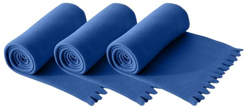 wometo Wave - Juego de 3 mantas de forro polar (120 x 160 cm, certificado Oeko-Tex, aprox. 300 g, forro polar suave, borde ondulado, antibolitas), color azul