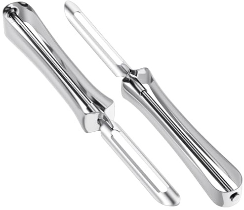 JIEYAO 2 Pack Stainless Steel Vegetable Peelers for Kitchen, Swivel Fruit Potato Peeler Ergonomic Rotary Peeler for Carrot Potato Fruit Dishwasher Safe Kitchen Tool