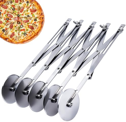 ZHIYUQL Cortador de masa de 5 ruedas, acero inoxidable, cortador de pizza ajustable con asas, divisor de pasteles, rodillo de pizza, divisor de masa, cortador de masa multiredondo para pizza, pastel