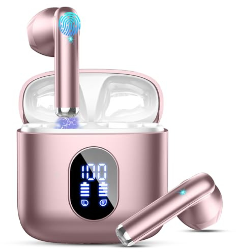 Wireless Earbuds, Bluetooth 5.4 Headphones 2026 Wireless Headphones with Deep Bass, New Mini Bluetooth Earphones in Ear 4 ENC Mic, Noise Cancelling Ear buds 30H Bluetooth Earbud Dual LED Display USB-C