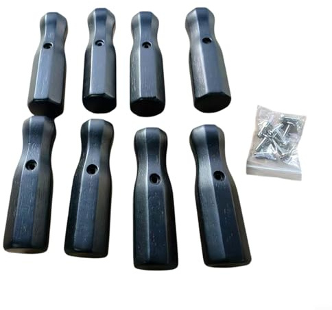 CNANRNANC 8 maniglie per biliardino in legno con impugnatura antiscivolo scanalata, adatte per canne da calcio con diametro interno di 16 mm, viti incluse (nero)
