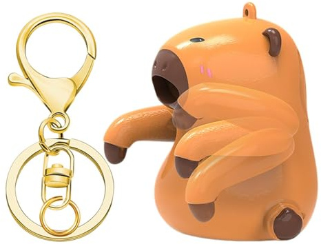 Cute Capybara Desk Fan - Portable Mini Cooling Device, Quiet Office Companion, USB Powered Desktop Airflow Gadget Home Kitchen Travel Mug Cup Clip On Cooling Solution with Decorative Keychain Style De