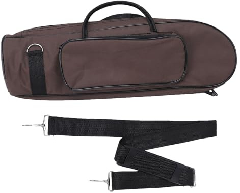 GOWENIC Étui pour Trompette, Petit Sac à Bandoulière Résistant aux Chocs, Sac à Instruments Portable en Laiton avec Bandoulière Rembourrée pour Musiciens, Protection Premium (Café)