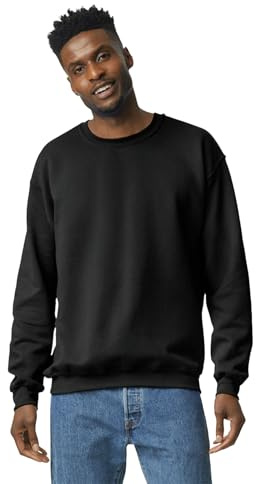 GILDAN herr Tröja med rund hals i fleece, stil G18000, Svart, S