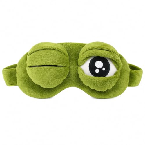 Uteruik 3D-Schlafmaske, Unisex, Frosch-Augenmaske, Entspannung, Reisen, Cartoon-Augenmaske, lustiges Geschenk, kreativer, niedlicher Augenschutz zum Schlafen