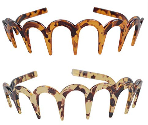 Fodattm Haarreif mit Zickzack-Motiv, Kunststoff, Haarreif für Damen, Haarschmuck, 2 Stück (B#)