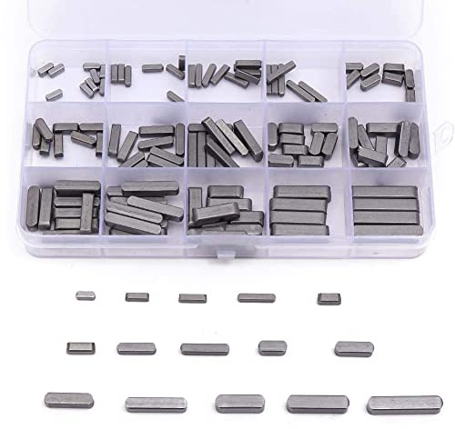 KATSU Mortor Shaft Keys Set 140PCs 3mm-6mm Round Ended Feather Key Motor Gear Parallel Drive Shaft Flywheel Pulley Fasteners Assortment Kit for Mechanical Industry 99036590