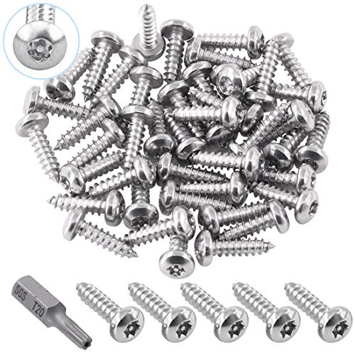 Glarks Juego de 51 tornillos de chapa de seguridad Torx de 8 x 1/2 pulgadas, tornillos de acero inoxidable resistentes a la manipulación con puntas T20 (50 piezas #8 x 1/2 pulgadas)