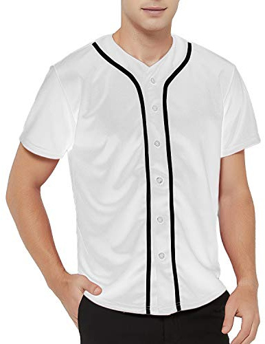 TopTie Camiseta de béisbol para Hombre Camisas Lisas con Botones Uniformes Deportivos de Equipo