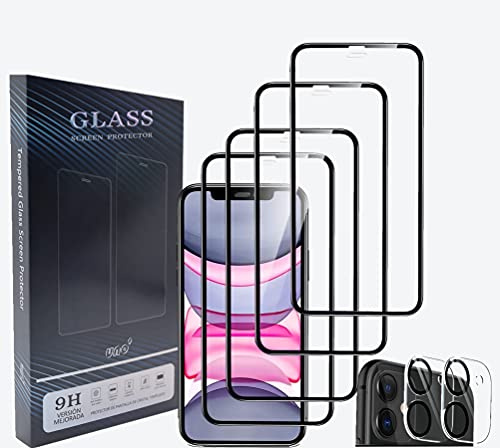 UNO' - Kit per iPhone 11(6,1): 4 pellicole in vetro 9H e 2 protezioni fotocamera, vetro temperato 9H, antigraffio, HD, senza bolle, anti-impronte.