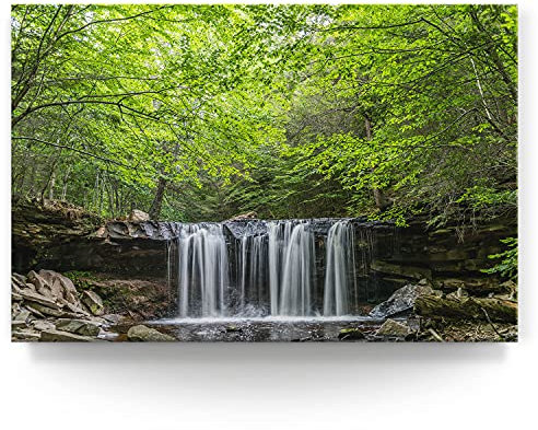 BilderKing Wandbild Wasserfall Oneida Pennsylvania - 150cm x 100cm Leinwand auf 4cm Keilrahmen