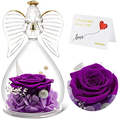 Qinqinxin Geschenke für Mama Oma, Infinity Rosen Engel Figur Geburtstagsgeschenk für Frauen, Originelles Ewige Rose im Glas Geschenke für Mutter Oma zu Weihnachtstag Muttertag Valentinstag Geburtstag