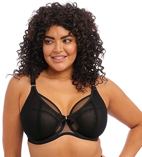 Elomi Women's Plus Size Kintai Underwire Plunge Bra, Black, 32H