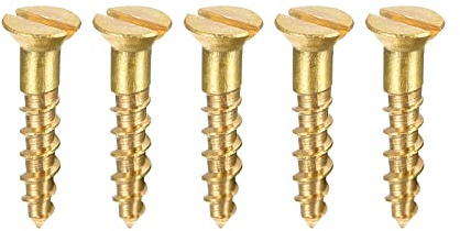 sourcing map 100 Stück Holzschrauben M2 x 10mm Flachkopf Messingschraube | Mit Schlitz