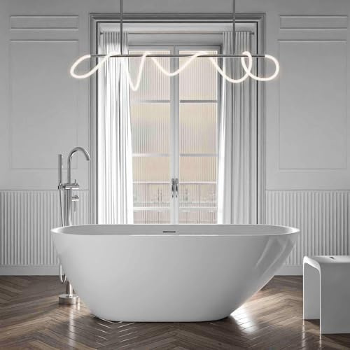 BERNSTEIN - Baignoire îlot ovale Blanc mat Acrylique + Bonde et trop plein, 240L - 170x75x58cm (lxLxH) - ROMA 2.0