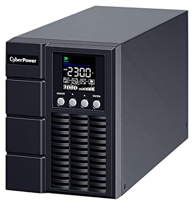 CyberPower OLS1000EA-DE Online-USV 1000VA/900W mit Doppelwandler-Topologie, Tower schwarz, reine Sinuswelle, 0 ms Umschaltzeit, ECO Betrieb, Farb-LCD Anzeige, HID-USB, EPO, interner Bypass, 3 Ausgänge