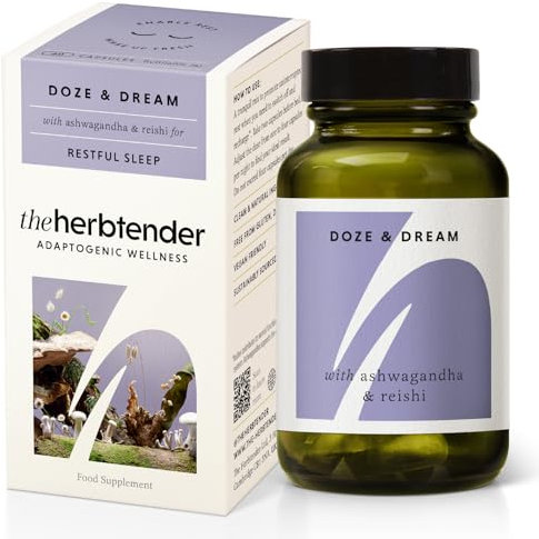 Doze & Dream Restful Sleep Supplement – 60 Capsules – Natural Herbal Support Tablets for Adults with Ashwagandha, Chamomile & Reishi – Herbal Support Pills for Better Rest & Calm Nights