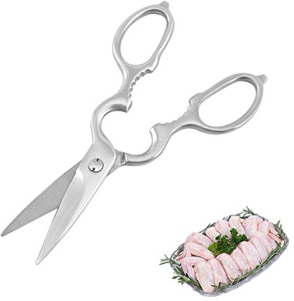 Professionelle Edelstahl Küchenschere, Multifunktionsschere mit Scharfen klingen und Rutschfest Griffen Abnehmbare Kochschere Leicht Geschnittene Hühnerknochen Gemüse Walnussclip Flaschenöffner