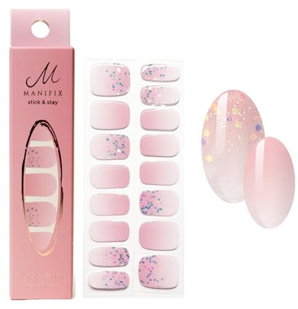MANIFIX UV Gelfolien für Nägel - BALLERINA nailart - UV Nagelfolie mit Glitter, Babyboomer Nägel Ballerina mit Glitzer, Nagellackgel zum Aufkleben