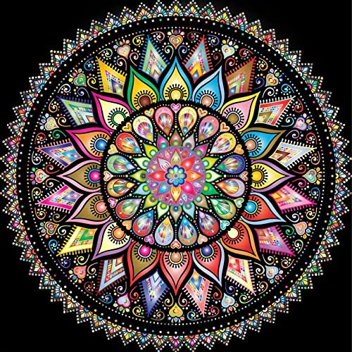 Trayosin 5D DIY Diamond Painting Kits Mandala, Vollbohrer Blumen Diamant Malerei Kits für Kinder Erwachsene, Diamant Stickerei Leinwand Bilder Malerei, Wohnwand Dekor (1Mandala,30x30cm)