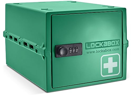 Lockabox One™ | Caja de almacenamiento premium con cerradura | Caja con cerradura de combinación de 10 litros para alimentos, medicinas y seguridad en el hogar | Seguro para BPA (Verde Médico)