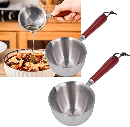 Topyond Stielkasserolle 304 Edelstahl,Schmelztopf Öl Butter Schmelztiegel,Soßenpfanne,Mini Milchtopf Schokolade,Kochtopf Mit Holzgriff,Topf Zum Kochen von Milch,Soße,Bratensoßen(120ml)