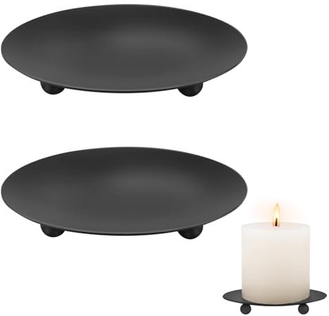 ALLAVA 2 Stück Kerzenhalter für Stumpenkerzen bis 9 cm, Schwarz - für Tischdekoration, Hochzeit, Gebet, Familie, Party und Dekoration