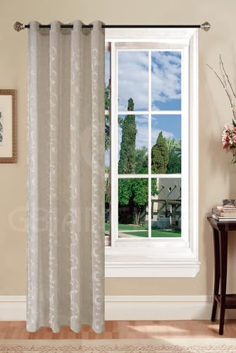 GBiancheria Tendaggio Tenda per Interni art. MARTA Ricamata con anelli in alluminio mis 140x290cm (Tortora)