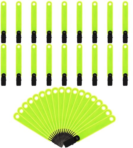 PEUTIER 36stk Doppelseitige Reflektierende Wegmarkierungen mit Clips, Tag und Nacht Reflektierende Baumwegmarkierung für Jagd Wandern Outdoor-Sportzubehör (Fluoreszierendes Gelb)