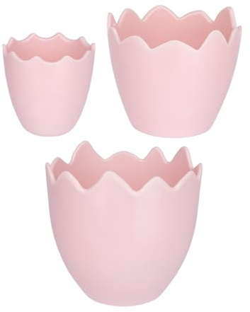 Ideen mit Herz Deko-Eierschalen | Tisch-Dekoration | Nest | Oster-Ei zum Aufstellen | Eier-Becher | befüllbar | 3 Größen | 6-9,5 cm hoch (Pastellrosa)