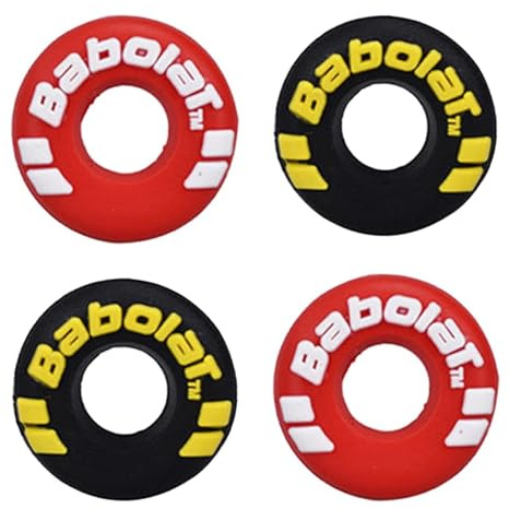 XIXILINRUIYUN 4 Pcs Rubber Tire Shape Vibration Dampener Durable Tennis Racket Shock Absorber Soft Tennis Accessory Great for Tennis Players… (black red)