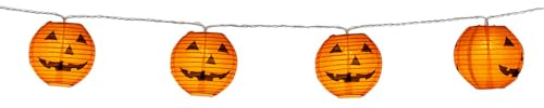 Boland - 73230 - Guirlande lumineuse avec lampions citrouille, longueur 185 cm, 2 piles AA incluses, décoration Halloween, déco de fête