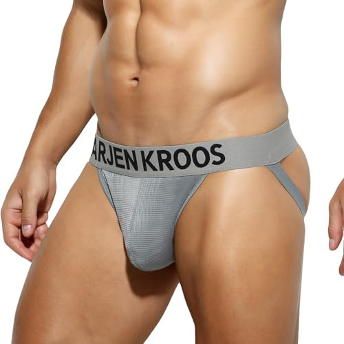 Casey Kevin Jockstrap Herr Stringtrosa Andningsaktiv Trosor Sport Stringtrosa Sexig Manlig Suspension Testiklar Underkläder, K3-grå, L