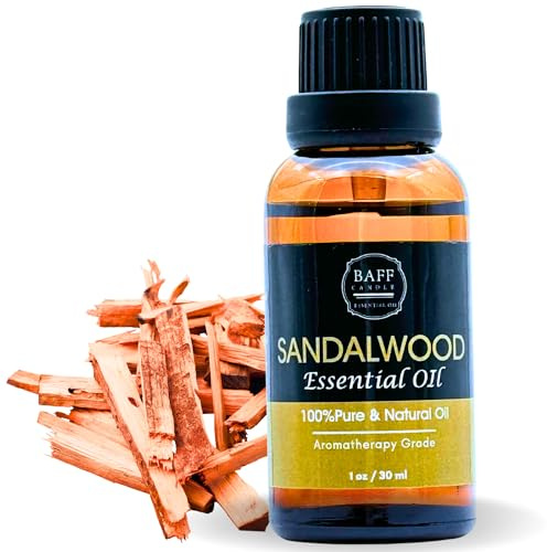 Baff Candle Sandalwood Essential Oil 100% Pure I Aromatherapy Grade 30ml I Therapeutic Grade Sandalwood Essential Oil I Natural and Organic,Diffusion in Diffuser I Vegan I Diffusers for Home.